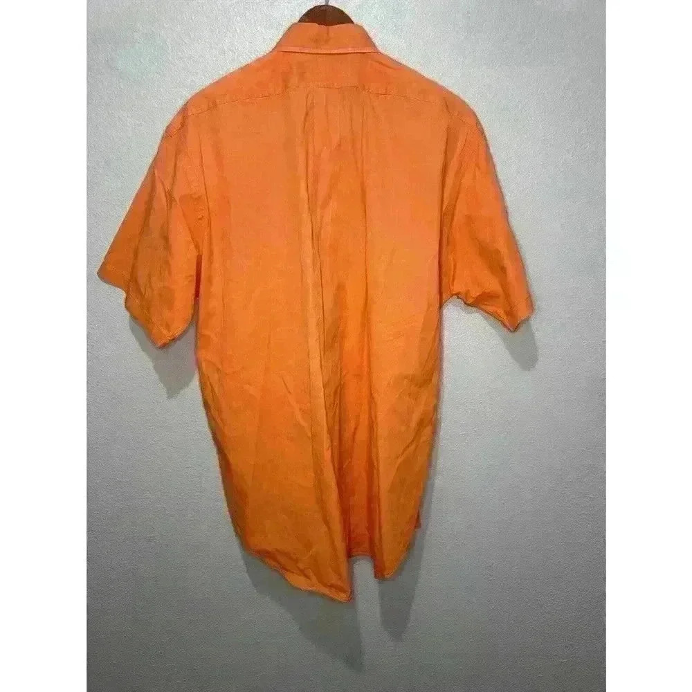 Ralph Lauren S/S Button Down Shirt Blake 100% Cotton Orange Check Men's Size L - Picture 9 of 10